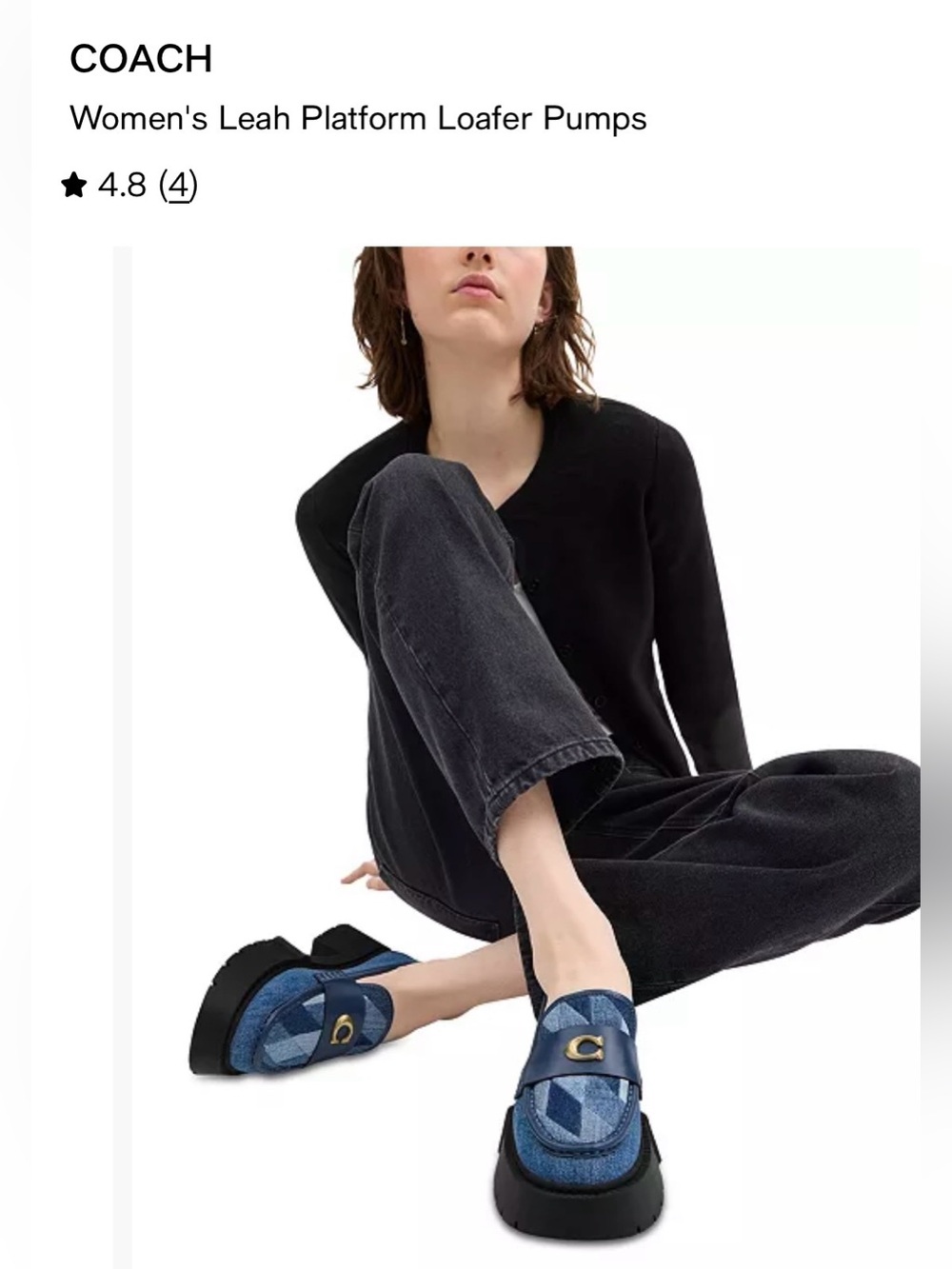 NWOB Coach Leah Blue Denim-Patterned Women's Loafers with Gold Accent "C" - Picture 6 of 8